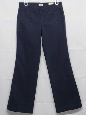 GH Bass Womens Chino Pants Flare Size 2 Pockets Navy Blue 100% Cotton OLD STOCK